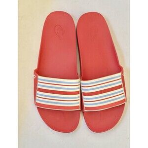 SHOE SALE Olukai Kipuni Stripe Slide Sandals Womens Size 9 Red Blue SlipOn Shoes